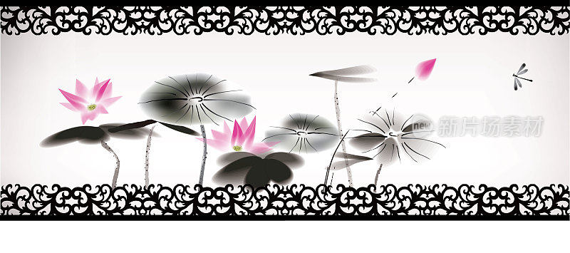 Chinese painting of lotus flowers
